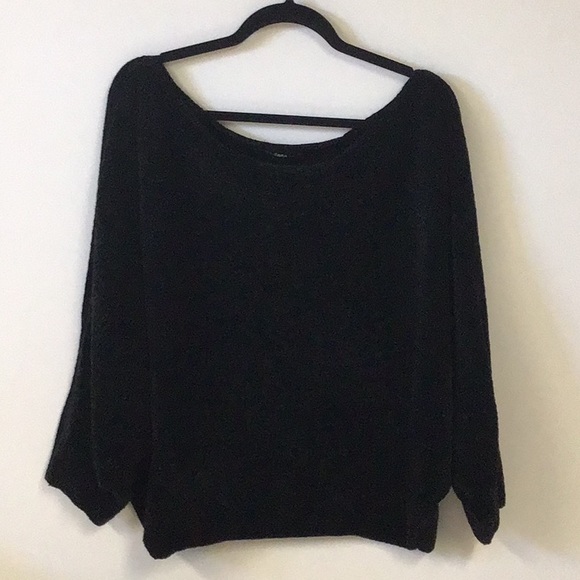 Zara knit boat neck or off the shoulder black sweater, wide arms